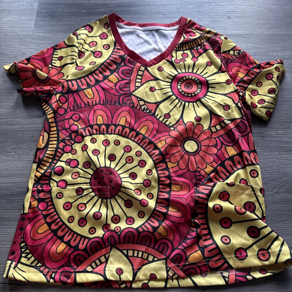 4 for $20 Oufisun Multicolor Scrub Top, Medium
